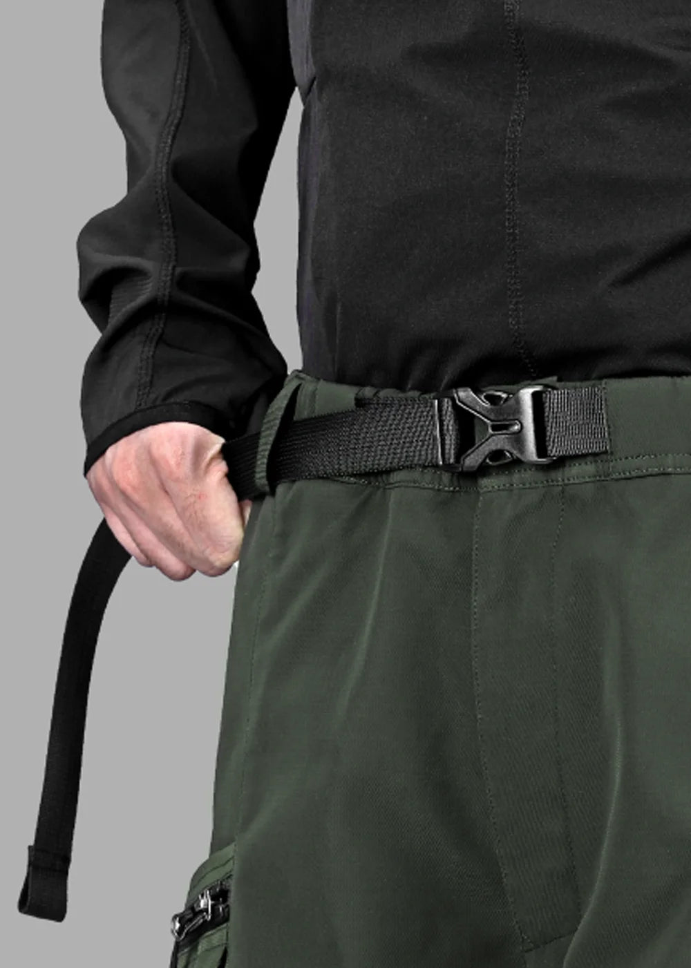 208 2-IN-1 DETACHABLE PATCHWORK COLOR BLOCK PANTS - MILITARY GREEN