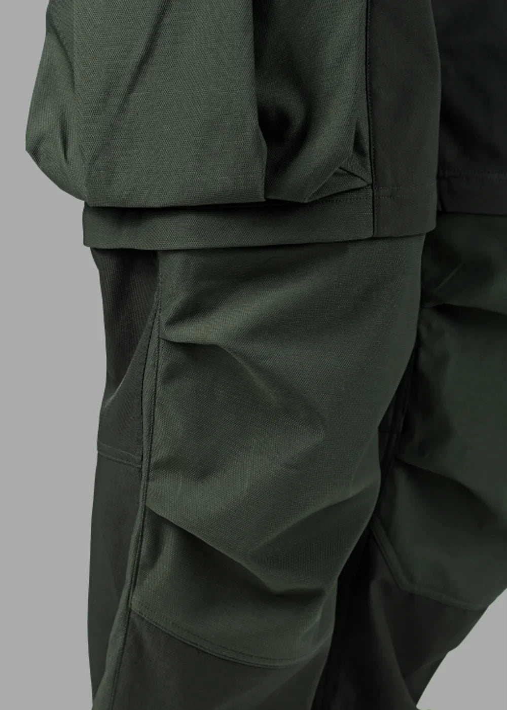 208 2-IN-1 DETACHABLE PATCHWORK COLOR BLOCK PANTS - MILITARY GREEN