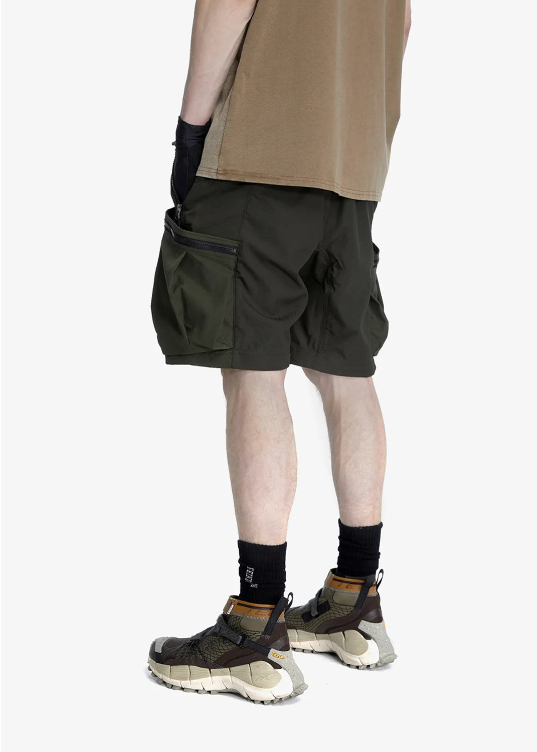 208 2-IN-1 DETACHABLE PATCHWORK COLOR BLOCK PANTS - MILITARY GREEN