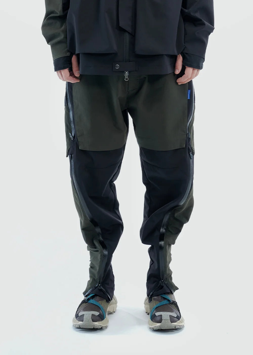 155 DOUBLE SHAPE ZIPPER WATERPROOF PANTS - MILITARY GREEN