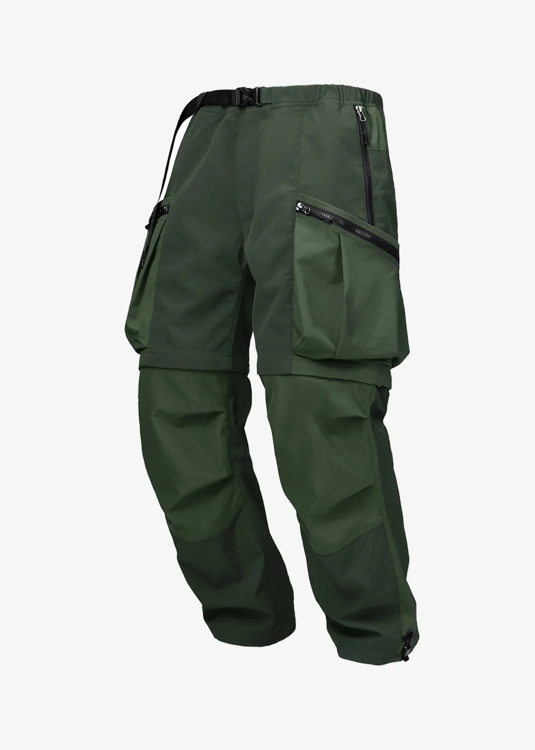 208 2-IN-1 DETACHABLE PATCHWORK COLOR BLOCK PANTS - MILITARY GREEN